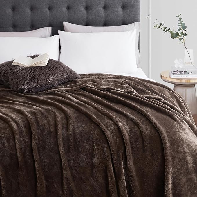 Hansleep Fleece Brown Throw XL Blanket, Super Soft Flannel Fuzzy Plush Cozy Blanket for All Seasons, Brown, Throw XL 50x70 Inches