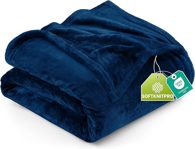 Utopia Bedding Fleece Blanket Queen Size Navy (90x90 Inches) Ultra Soft Warm Lightweight Microfiber Breathable Anti-Static Cozy Winter Bed Blanket, All-Season Home Decor Gift for Men & Women