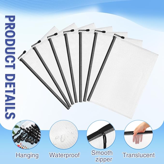 Jetec 32 Pcs Mesh Zipper Bags Toy Storage Bikini Organizer Bag Bolsas Para Guardar Trajes De Bano Waterproof Zipper Reusable Pouch Puzzle Multipurpose for Storage Office(Black,13 x 9.5 Inch)