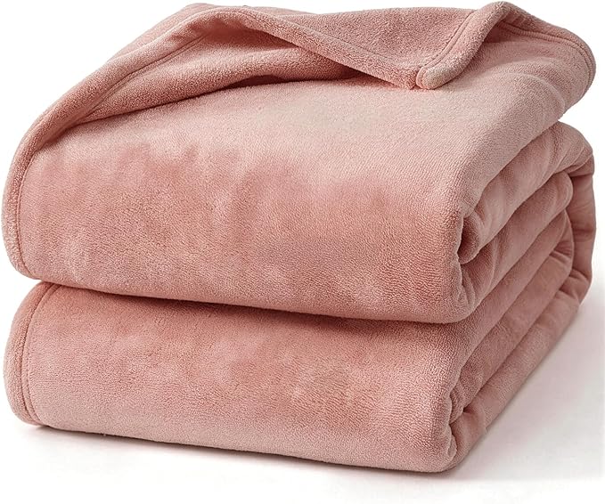Hansleep Fleece King Size Blanket for Bed Dusty Pink, Super Soft Flannel Fuzzy Plush Cozy Blanket for All Seasons, Dusty Pink, King 90x108 Inches