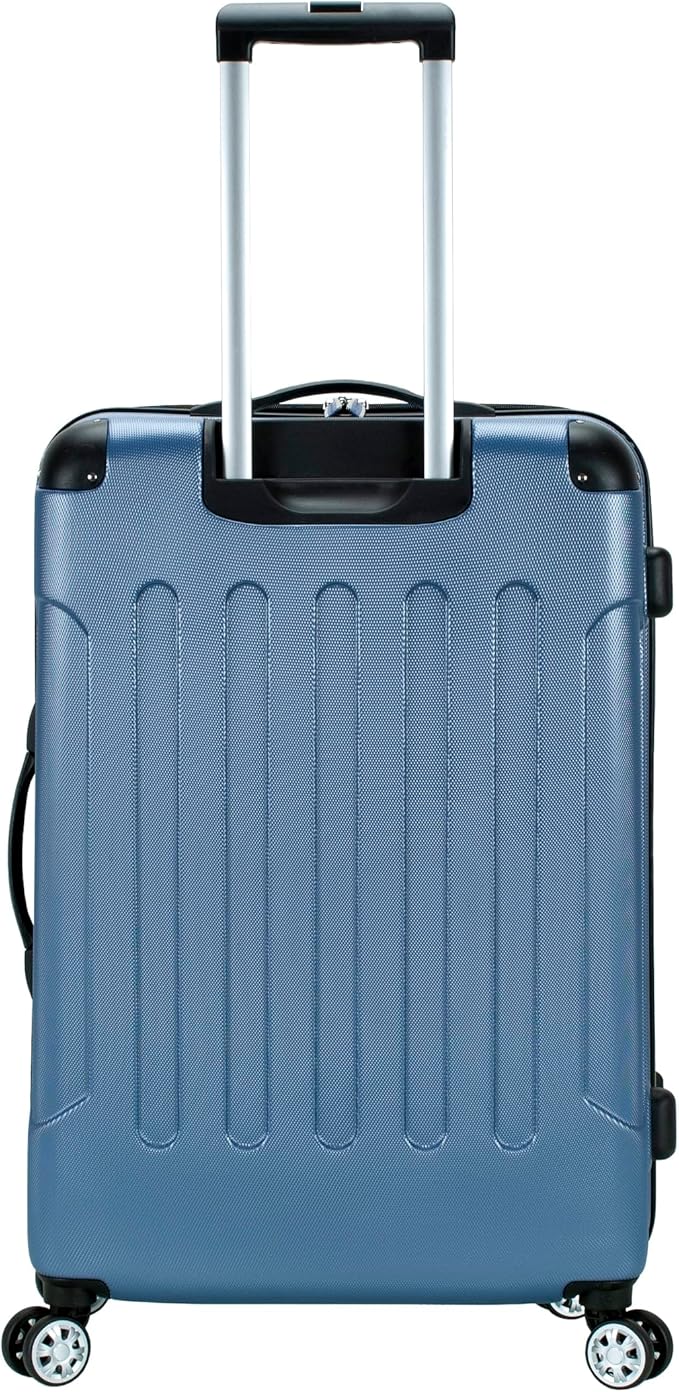Rockland London Hardside Expandable Spinner Wheel Luggage, Blue, Checked-Large 28-Inch