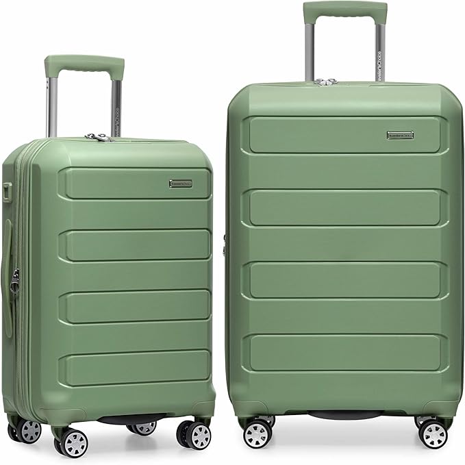 Traveler's Choice Pagosa Hardshell Expandable Luggage with Spinner Wheels, Green, 2-Piece Set (22/26)