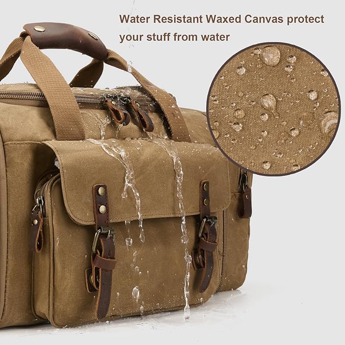 Waxed Canvas Duffel Bag 50L Waterproof Duffle Bag Travel Overnight Weekender Bag