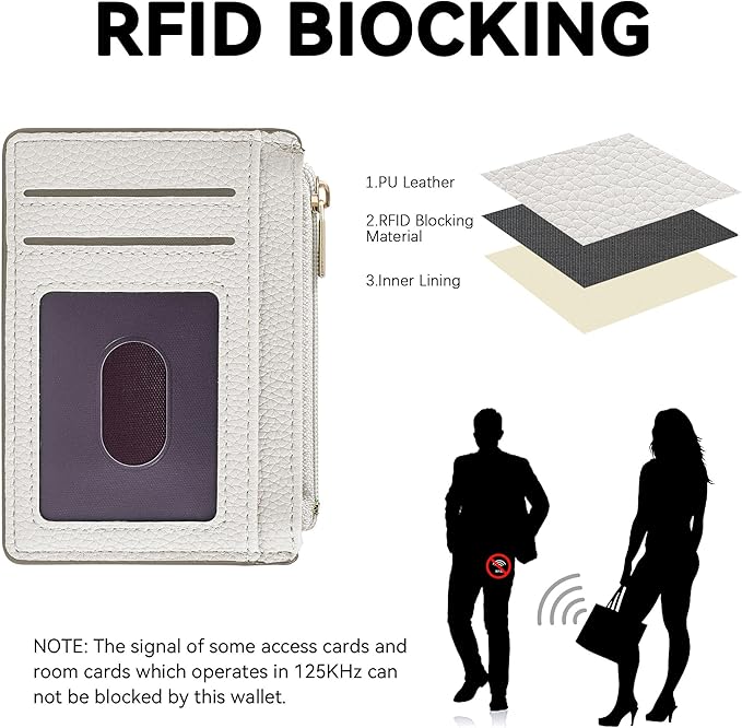 Tipmile Credit Card Holder for Women Slim Minimalist Front Pocket RFID Blocking Wallet Small Compact Card Case with ID Window, Cream White