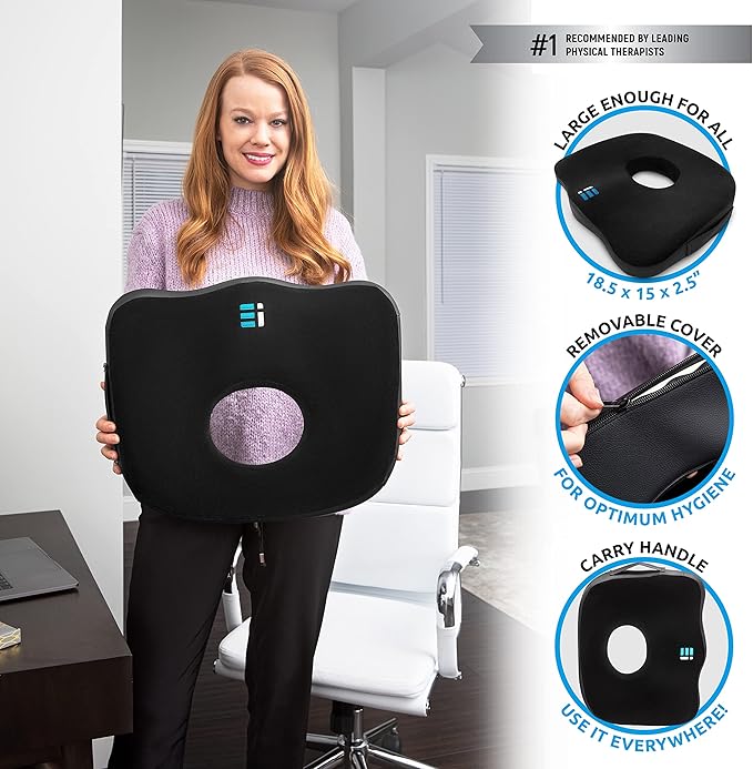 Premium Large Donut Pillow for Tailbone Pain Relief - Hemorrhoid Pillow for Sitting, Coccyx Support, Postpartum Recovery, Pressure Sores, Post Surgery and Sciatica, Orthopedic Donut Seat Cushion