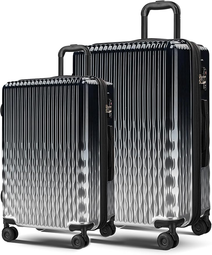 Checked 2 Sets 22 Inch/25 Inch Luggage, ABS+PC Hardshell Suitcase Lightweight Large Travel Luggage with Spinner Wheels & TSA Lock