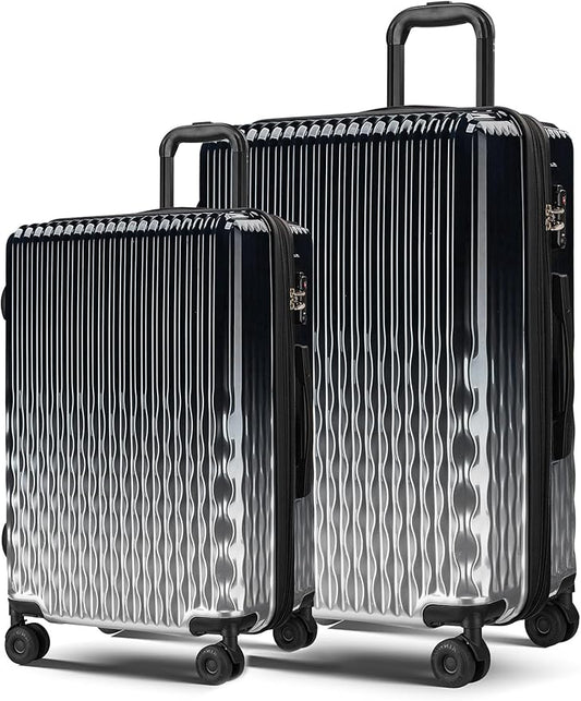 Checked 2 Sets 22 Inch/25 Inch Luggage, ABS+PC Hardshell Suitcase Lightweight Large Travel Luggage with Spinner Wheels & TSA Lock
