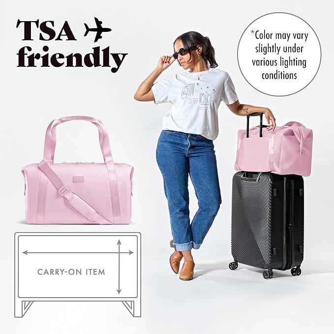 Fit & Fresh Neoprene Weekender Bag for Women – Carry-On Friendly Travel Duffel with Expandable Sides, Trolley Sleeve & Pockets – Lightweight, Water-Resistant Overnight Bag for Weekend Trips + Gym