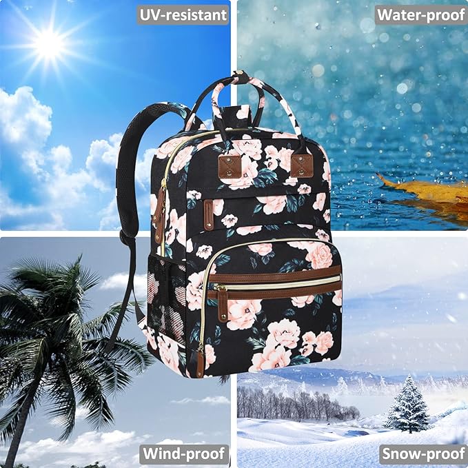 Tenot Diaper Bag Backpack Tote for Women Large Capacity with Insulated Pockets Multifunctional Diaper Bags For Baby Girl Boy Waterproof Baby Bags, Maternity Bag Black Pink Floral | Multifunctional, Diaper Bags, Waterproof, Baby Bags, Maternity Bag