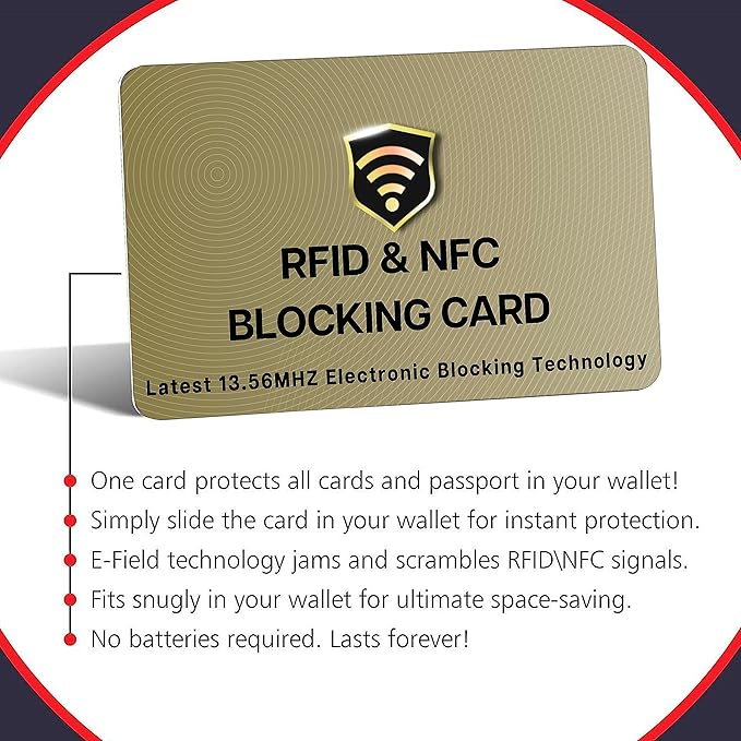 SaiTech IT RFID Blocking Card, 10 Pack Entire Wallet Purse Shield For Men & Women, NFC Contactless Bank Debit Credit Card Protector ID ATM Guard - Golden