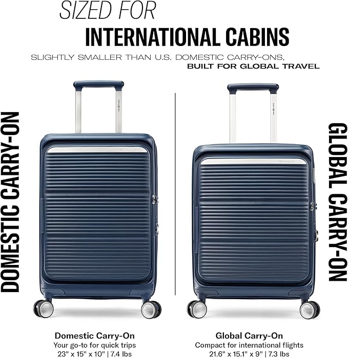 Samsonite Paralux Global Carry-On Luggage - Innovative Design - Quick Access Front Pocket - Dual Suspension Wheel Technology - TSA Lock - Expandable - Includes Removable Packing Cubes - Black