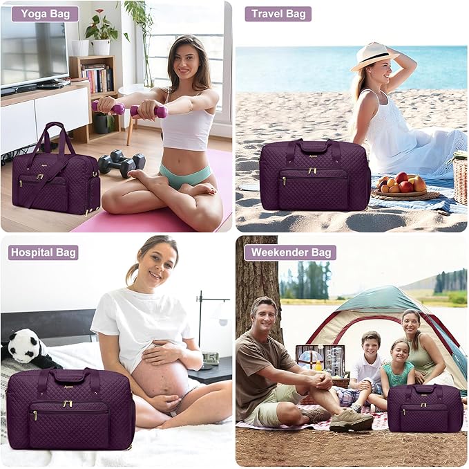 Large Weekender Travel Duffle Bag - With Shoe Compartment Weekender Bags for Womens Carry on Overnight Bag with Toiletry Bag Gym Duffel Bags with Wet Pocket Hospital Bags for Women Labor and Delivery