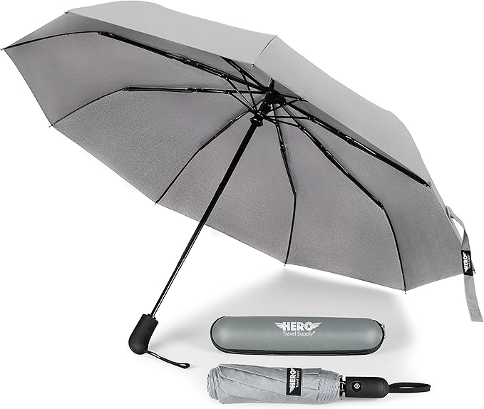 HERO Travel Umbrella - Compact Umbrellas for Rain, Windproof Auto Open Close, Large Coverage Portable Umbrella for Purse and Backpack