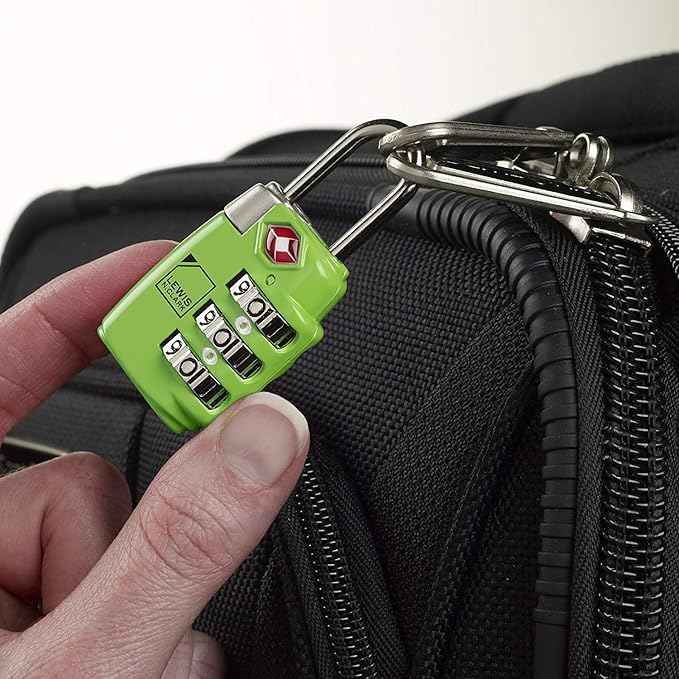 Lewis N. Clark Travel Sentry TSA-Approved Luggage Lock, Large 3 Dial Combination with Easy Read Dials - Green