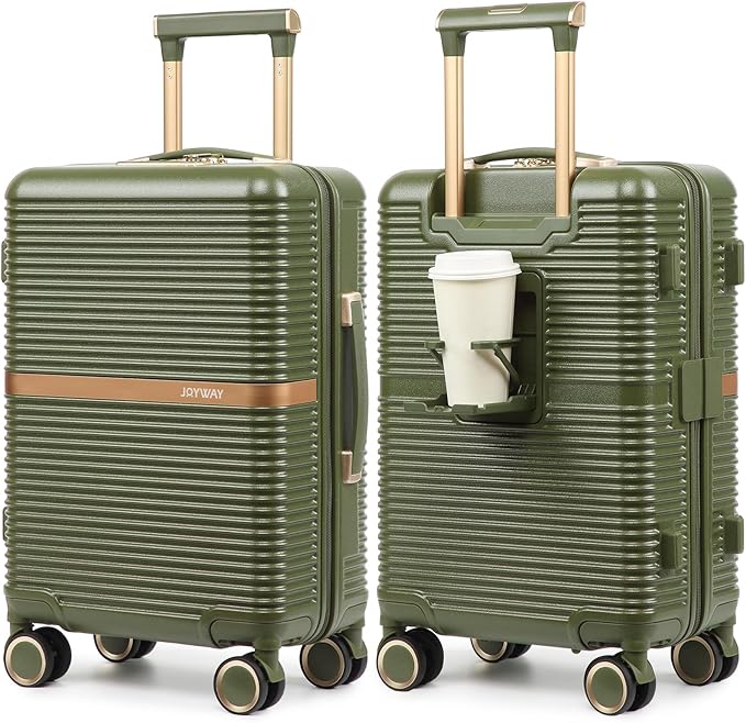 Joyway Lightweight Carry-On Luggage 20 Inch with Spinner Wheels, TSA Lock, Durable ABS Hardshell Suitcase for Business & Travel (Dark Green, 20 Inch)