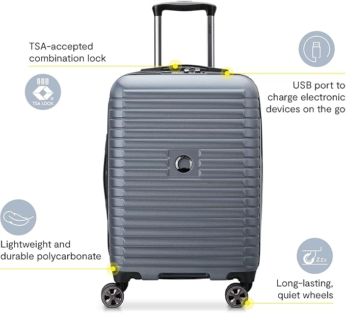 DELSEY PARIS Cruise 3.0 Hardside Expandable Luggage with Spinner Wheels, Glossy Ivory, 2 Piece Set (20/28)