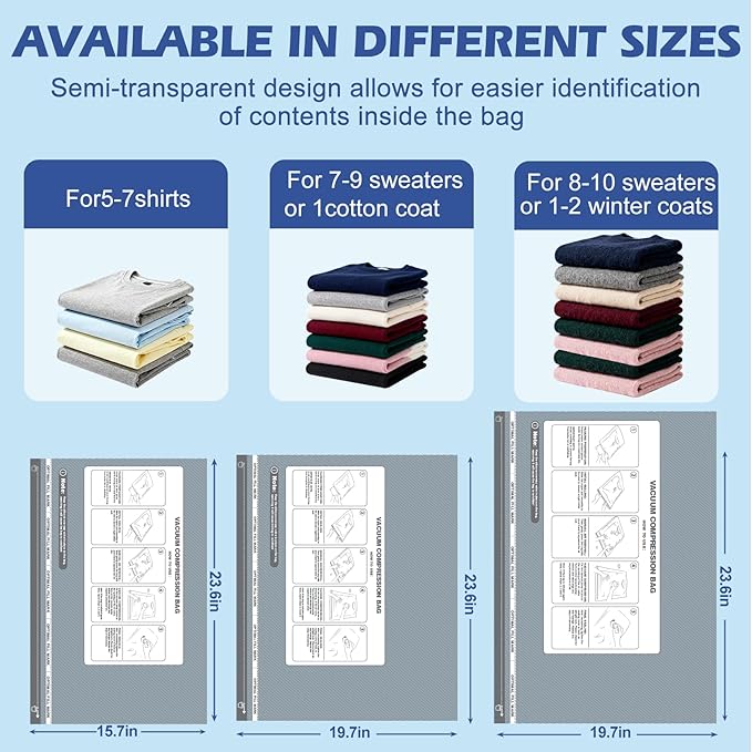 Travel Vacuum Storage Bags with Rechargeable Air Pump, 18 Pack Portable Space Saver Bags, Compression Bags for Clothing, Bedding, Seasonal Storage & Packing Bags for Moving