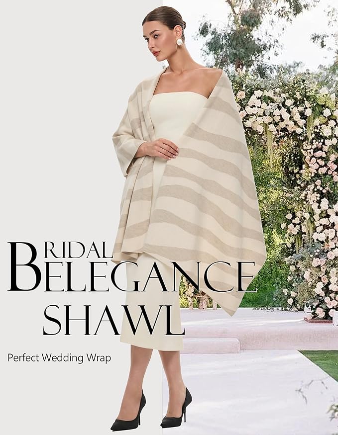 PULI Women's Pashmina Shawl Wraps for Evening Dress Large Scarf Blanket Long Wedding Bridal Winter Warm Shoulder Wrap