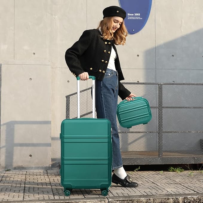 Kono 24 Inch Luggage Suitcase with Spinner Wheels TSA Lock Lightweight PC+ABS Hardside Medium Checked Luggage Durable Rolling Suitcase Turquoise