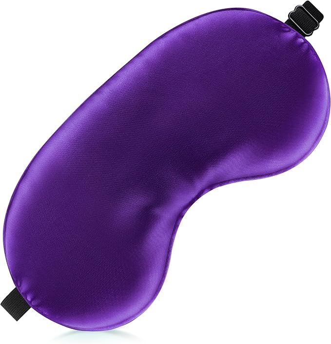 Sleep Mask Silk Eye Mask for Men Sleeping Mask, Adjustable Elastic Strap for Night Shading Sleep Mask, Soft and Comfortable for Both Men and Women (Purple)