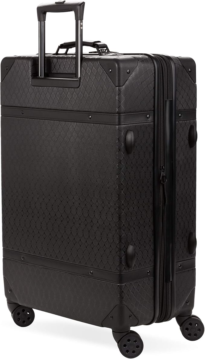 SwissGear 7739 Hardside Luggage Trunk with Spinner Wheels, Black, Checked-Large 26-Inch