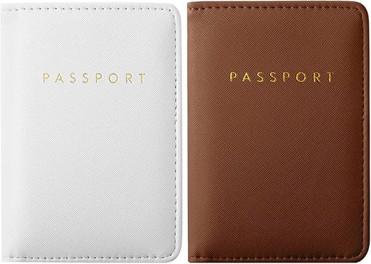 2 Pcs Passport Cover Holder for Travel Waterproof Leather Passport Wallet Case Book Travel Cruise Essentials for Women Men | 2 Pieces, Bridal, Holder, Waterproof, Holder Covers, Travel Wallet