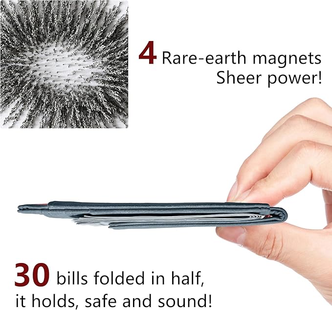Toughergun Slim Wallet for Men RFID Blocking Money Clip, Minimalist Front Pocket Credit Card Holder, Magnetic Thin Mens Wallets with ID Window
