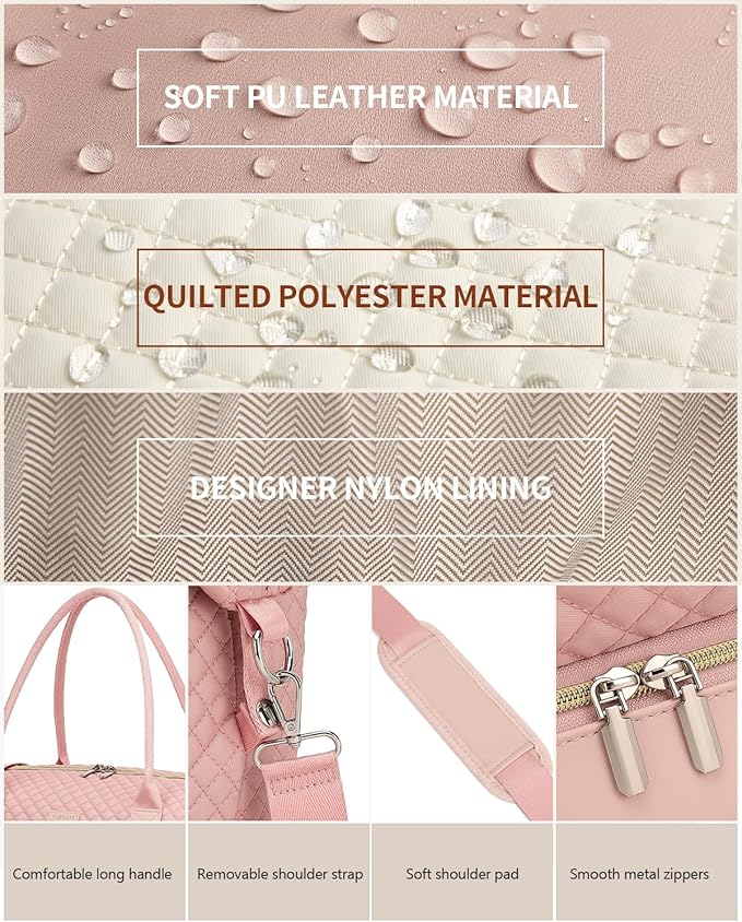 Duffle Bag for Women Travel, Weekender Bag Overnight Bag with Shoe Compartment, Carry on Bag with Crossbody Purse for Over Night, Weekend, Yoga, Gym, Business Trips, Hospital, Pink