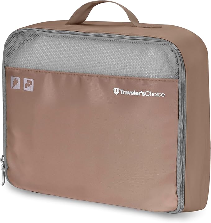 Traveler's Choice Cloverland Packing Cubes, 5-Piece Set, Light Beige