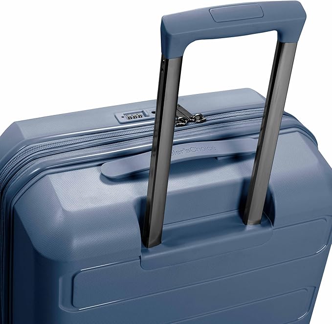 Traveler's Choice Pagosa Hardshell Expandable Luggage with Spinner Wheels, Slate Blue, 22-Inch Carry-on