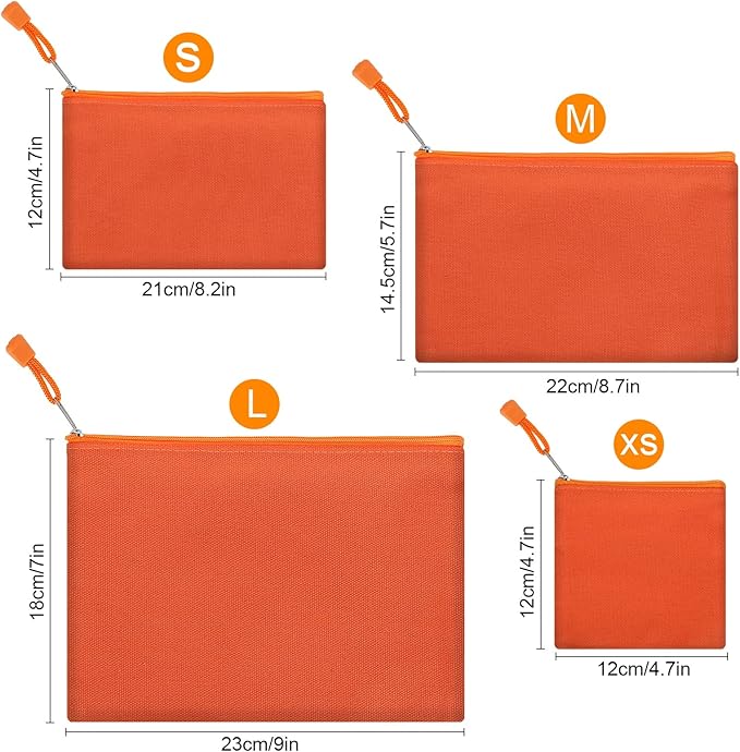12 Pack DIY Craft Cotton Canvas Bag, Multi-Purpose Cosmetic Bag Makeup Pouches with Zipper Travel Toiletry Bag (XS, Red)