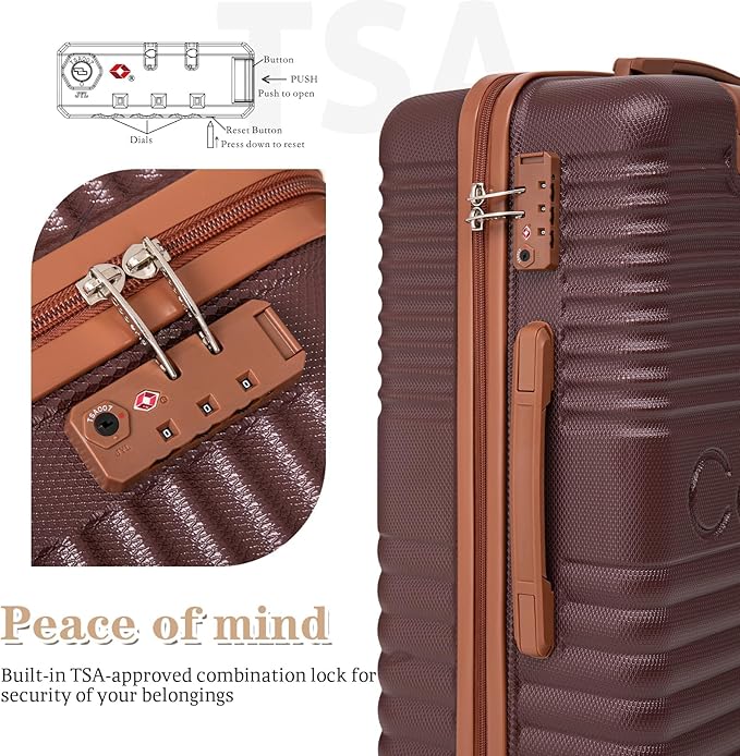 Carry on Luggage 22x14x9 Airline Approved, Suitcases with Wheels Hardshell, Lightweight Hardside Luggage Set with TSA Lock, 20Inch Burgundy Carry on Suitcase