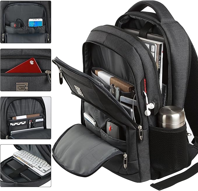 Volher Laptop Backpack,Business Travel Anti Theft Slim Durable Laptops Backpack,Water Resistant College Computer Bag for Women & Men Fits 15.6 Inch Laptop and Notebook - Black