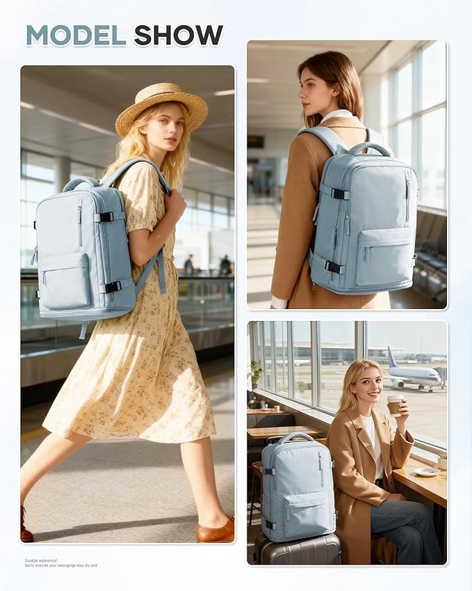 WONHOX Large Travel Backpack Carry on Flight Approved Laptop Work Business Backpack for Women Men Mochila de Viaje