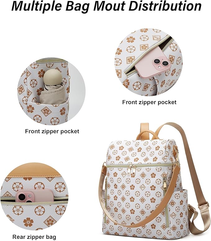 Makes Backpack Purse for Women PU Leather Travel Satchel Handbag Convertible Design Bag with Purse