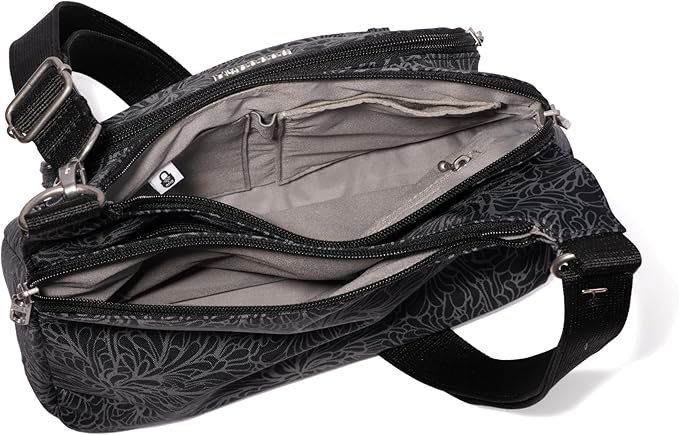 Baggallini Securtex Anti-theft Crossover Crossbody Bag 11”w X 8.5”h, Rfid, Built-in Wallet, Locking Zippers
