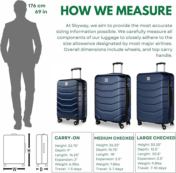 Skyway Luggage Silverton Hardside Collection – Lightweight Durable Suitcases with Wheels, Expandable Luggage for Travel Essentials with TSA Lock, 28-inch Large Checked, Watercolor Blue