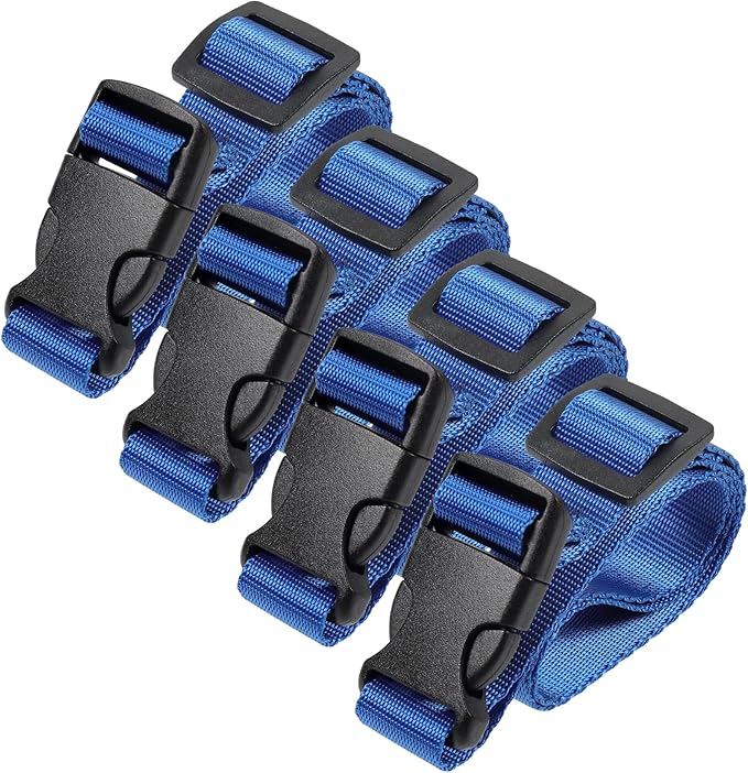 Vigorport Utility Straps Quick Release Nylon Backpack Accessory Bag Strap,Adjustable for Hiking,Travel,Outdoor Sports-4 Pack (Blue, 0.75" W-24 L)