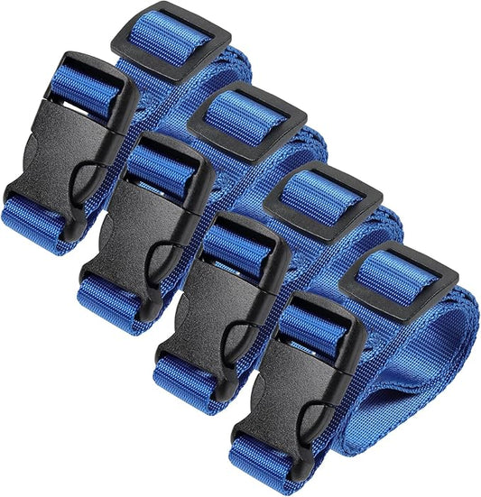 Vigorport Utility Straps Quick Release Nylon Backpack Accessory Bag Strap,Adjustable for Hiking,Travel,Outdoor Sports-4 Pack (Blue, 0.75" W-24 L)