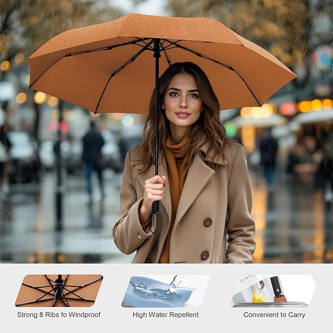 SoulRain Travel Umbrella - Compact Umbrella for Rain - Perfect Large Auto Folding Umbrella - Ideal Car umbrella, Small umbrella, and Travel Companion