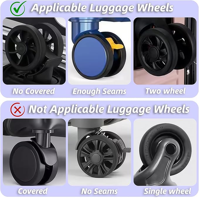 8 Pack Luggage Wheel Protector Covers for Travel Bags, Durable Silicone Suitcase Wheels Covers Fit for 5cm-7.5cm Wheels, Noise-Reducing, Anti-Slip Shock Proof Design