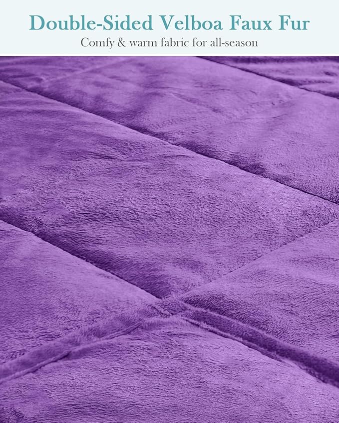 Topblan Weighted Blanket Queen Size 15lbs, Adult Weighted Blankets with Soft Warm Fabric for Sleeping and Calming, Adult Heavy Blanket for Sofa Bed, Purple, 60 x 80 inches