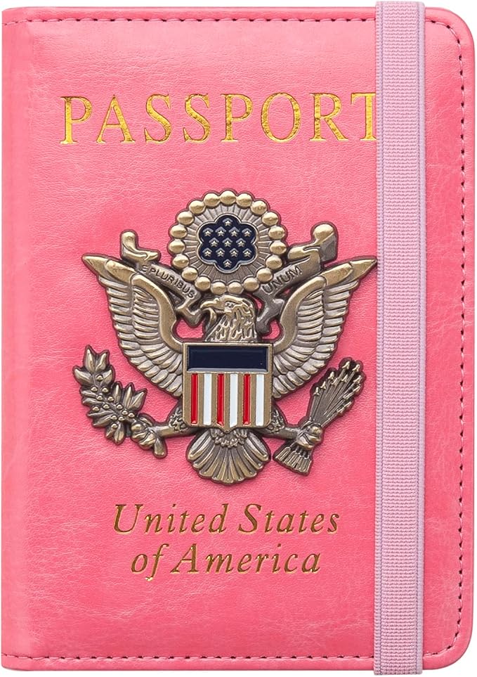 Premium Passport Holder for Travel, RFID Blocking Passport Cover Slim, Durable & Travel-Friendly, Passport Wallet Keep Your Documents Safe & Organized (Pink)