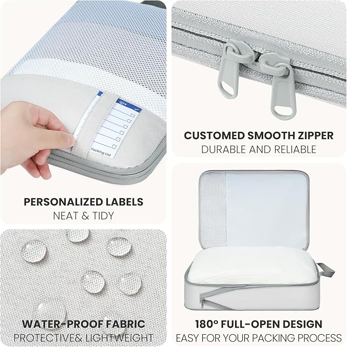 Compression Packing Cubes for Travel, Lightweight Vacation Travel Essentials, Travel Accessories for Suitcase Organizer Bags Set, Durable Luggage Organizer