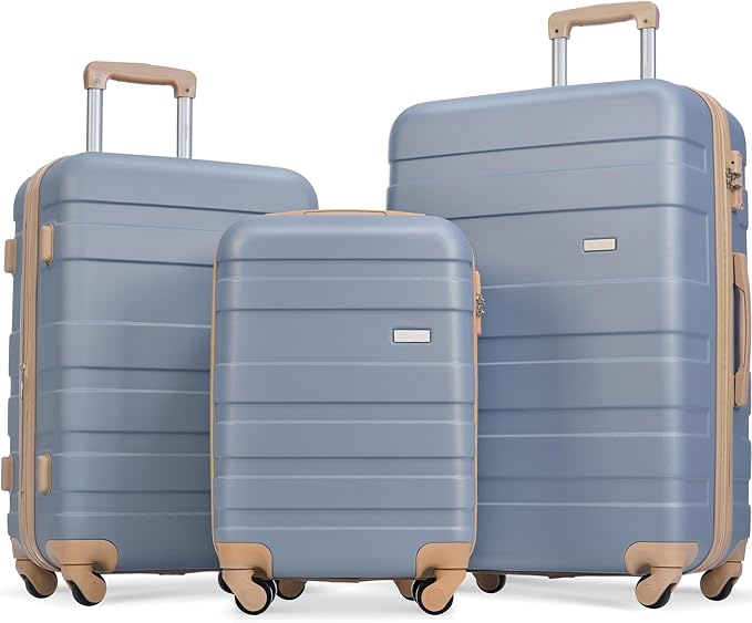 Merax 3 Piece ABS Hardshell Luggage Sets Spinner Wheel Suitcase TSA Lock Suit Case