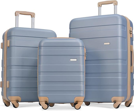 Merax 3 Piece ABS Hardshell Luggage Sets Spinner Wheel Suitcase TSA Lock Suit Case