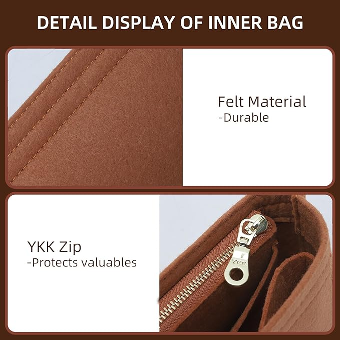 Doxo Longchamp XS Organizer Insert, Suitable for Le pliage XS and More, Keeps Tote Handbags Shaped & Neat (Gold Brown,XS)