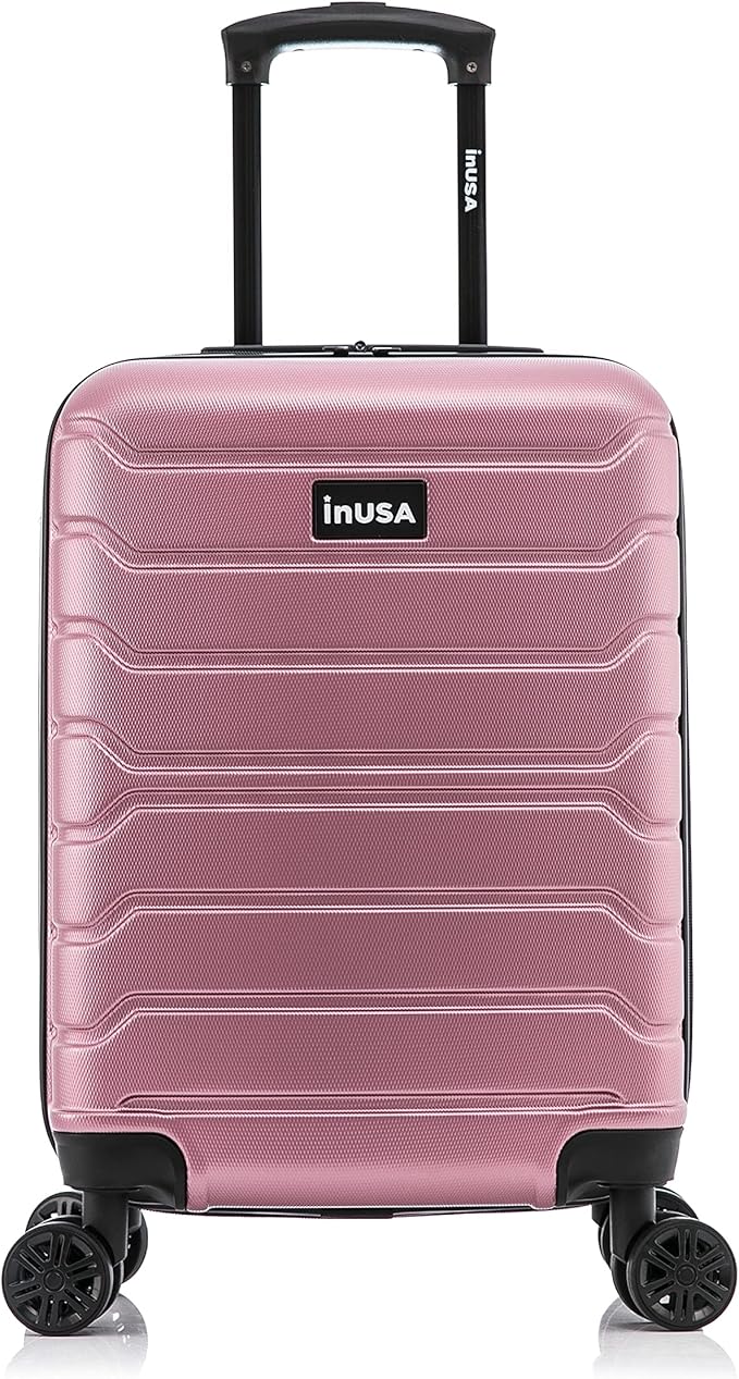 InUSA TREND Luggage with Spinner Wheels | Durable Lightweight Hardshell Suitcase, Travel bag with Handle and Trolley, 20-Inch Carry On Small Luggage | Rose Gold
