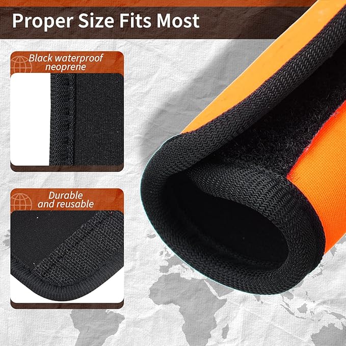 Sanwuta 8 Pcs Luggage Handle Wrap Tags Neoprene Suitcases Handle Wraps Silicone Luggage Identifiers Travel(Orange)