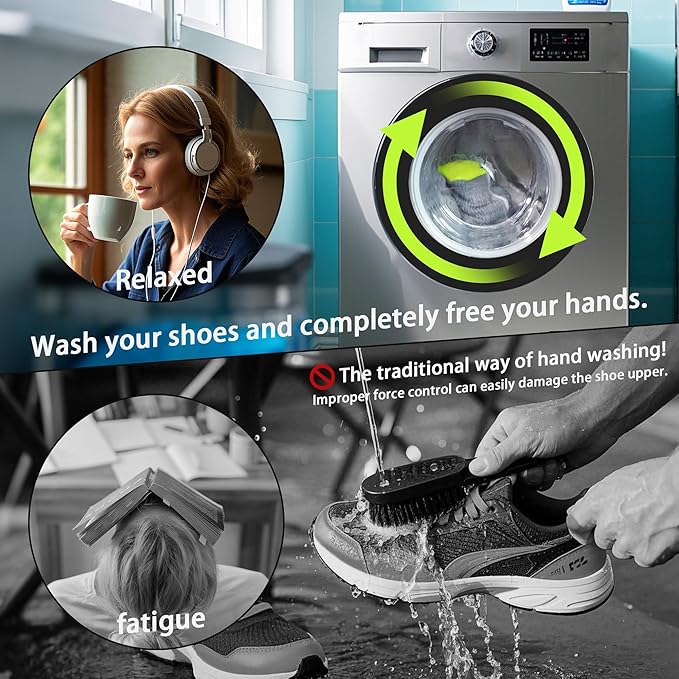 1pc Shoe Washing Machine Bag, Sneaker Laundry Bag for Washing Machine, Extra Long and Thick Microfibre Fluff, Reusable for Washer and Dryer (1pc, Greyish Green)